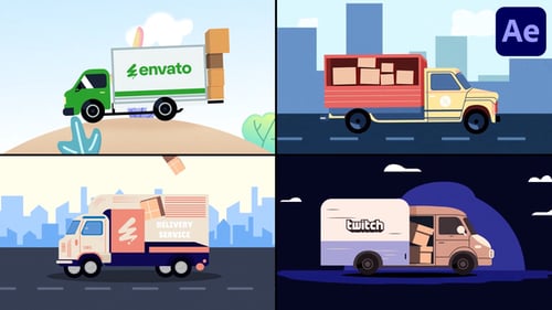 Download Delivery Service Truck Explainer for After Effects After Effect Template