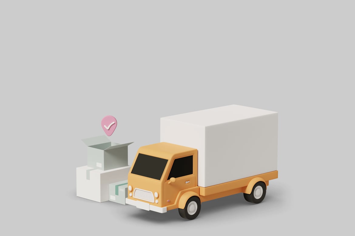 Download Delivery truck with three boxes 3D Model