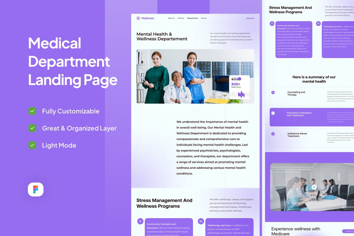 Download Departments Details Landing Page - Medicare Figma Design