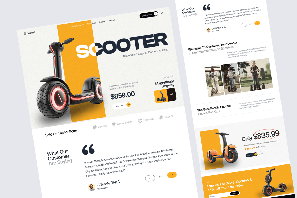 Download Depower - Scooter E-commerce Website Figma Design