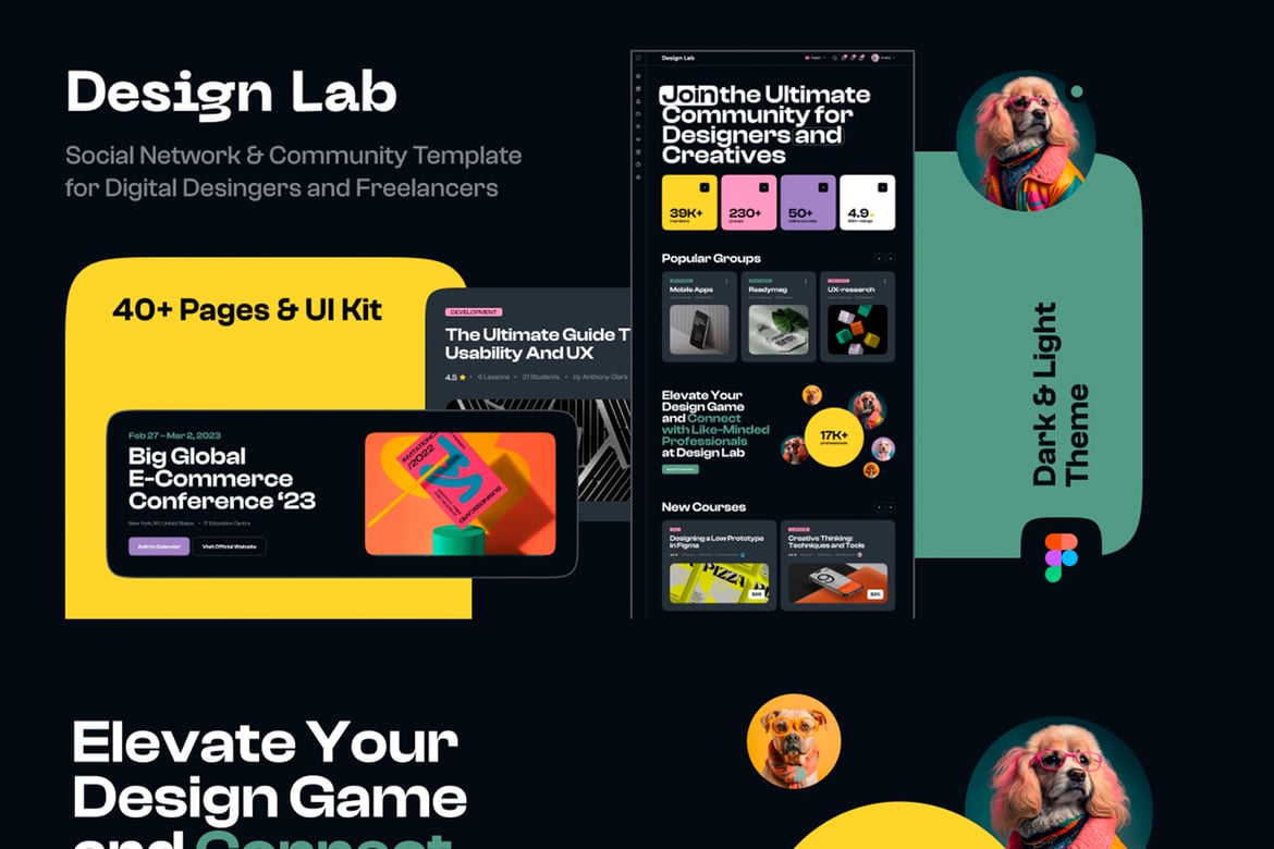 Download Design Lab - Social Network & Community Figma Temp Figma Design