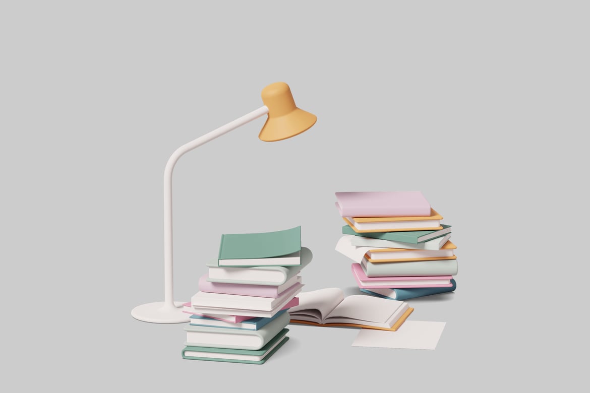 Download Desk lamp with books. 3D Model