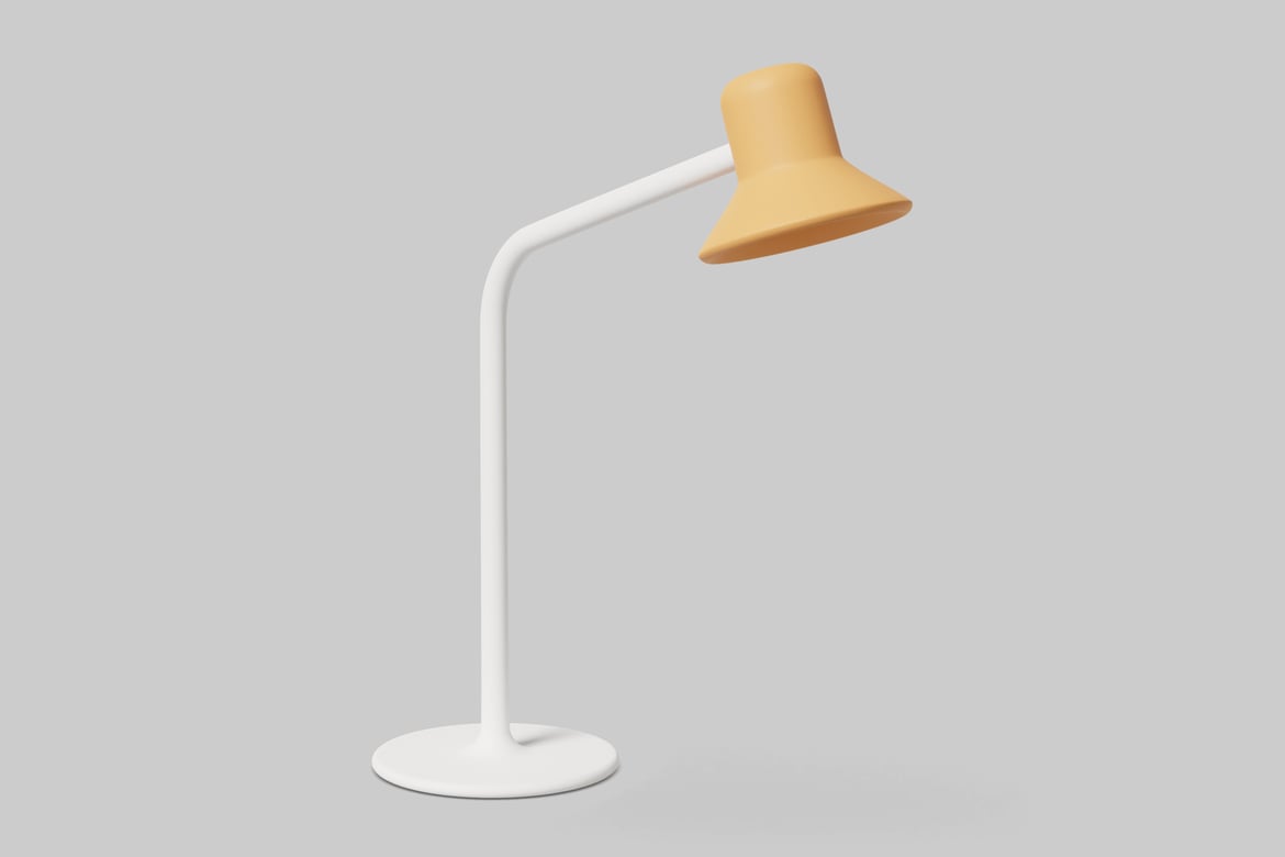 Download Desk lamp with white base and yellow shade 3D Model