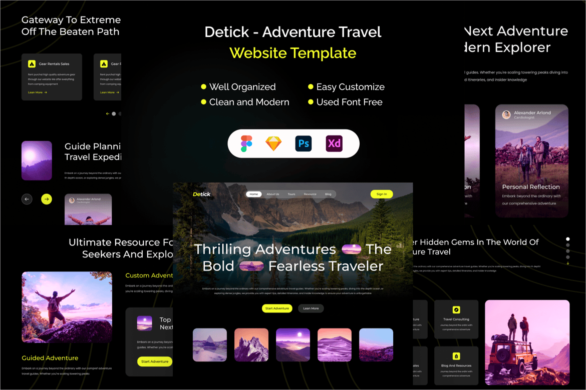 Download Detick - Adventure Travel Website Template Figma Design