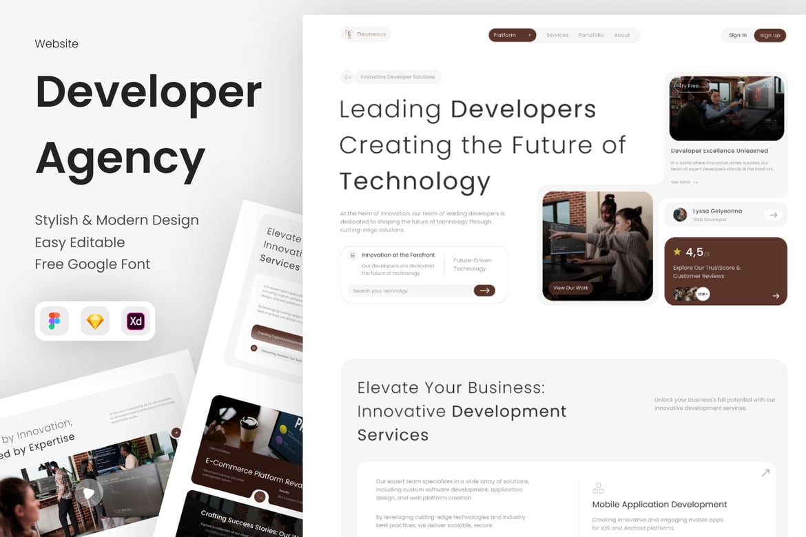 Download Devnexus - Developer Agency Landing  Page Figma Design