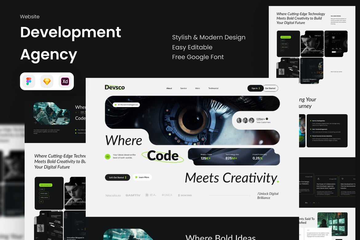 Download Devsco - development agency website Figma Design