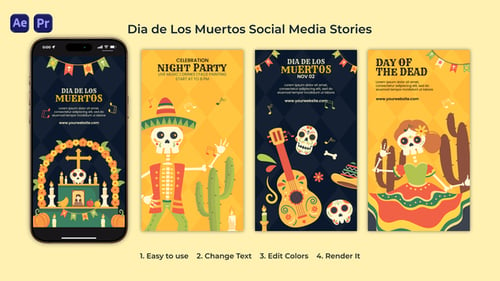 Download Dia de Los Muertos Social Media Stories After Effect Template