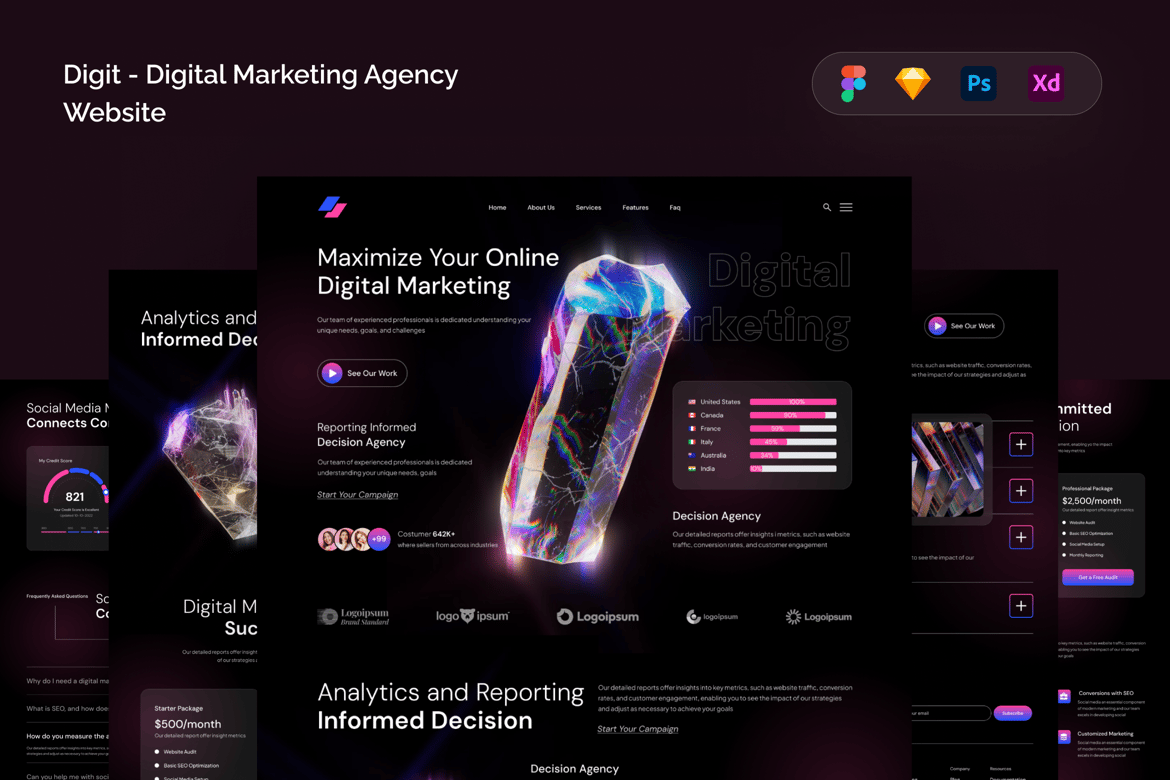 Download Digit - Digital Marketing Agency Website Figma Design