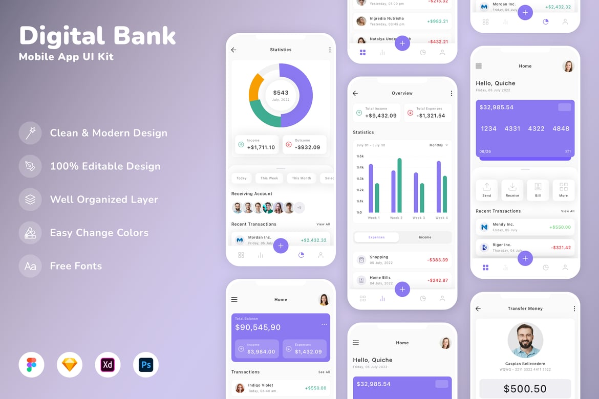 Download Digital Bank Mobile App UI Kit Figma Design