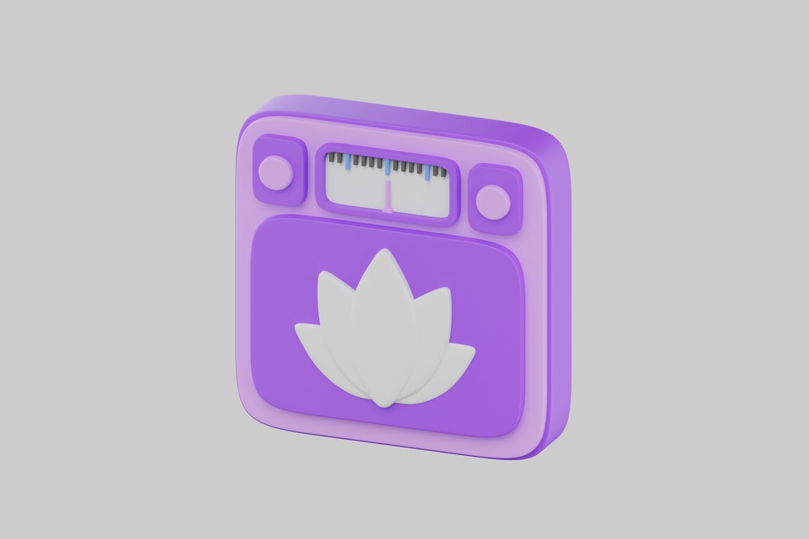 Download Digital illustration of a purple scale with a white lotus flower 3D Model