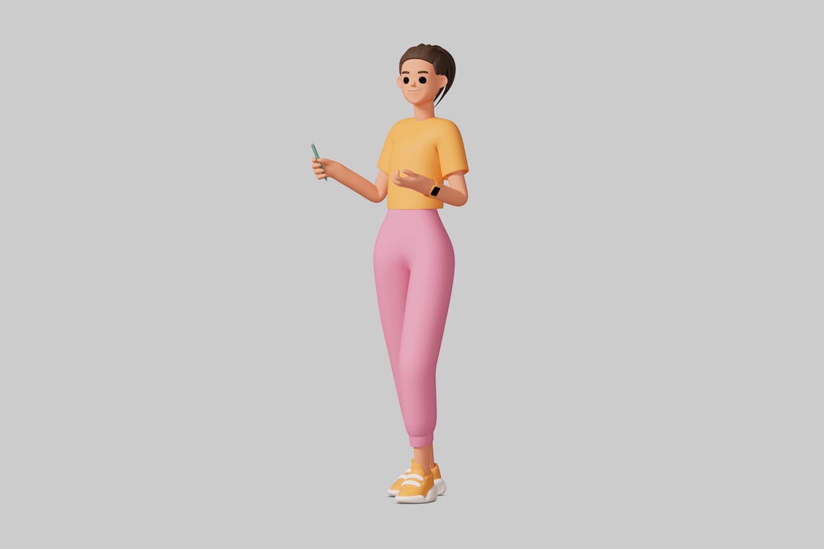 Download Digital illustration of a woman wearing casual clothing. 3D Model