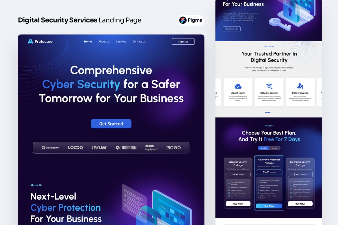 Download Digital Security Services Landing Page Figma Design