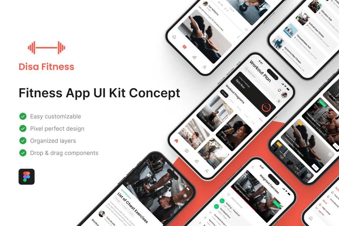 Download Disa Fitness - Fitness App UI Kit Figma Design