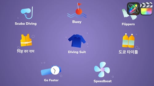 Download Diving Icons And Titles for FCPX Apple Motion Template