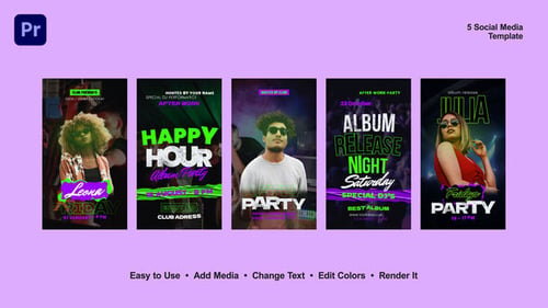 Download DJ Party Instagram Stories Premiere Pro Template