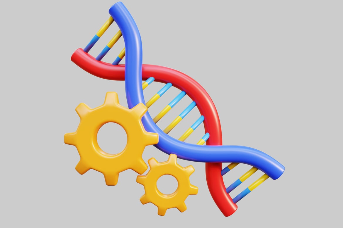 Download DNA double helix with gears. 3D Model