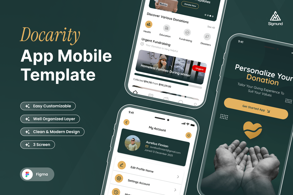 Download Docarity - Charity Donation App Mobile UI Kits Figma Design