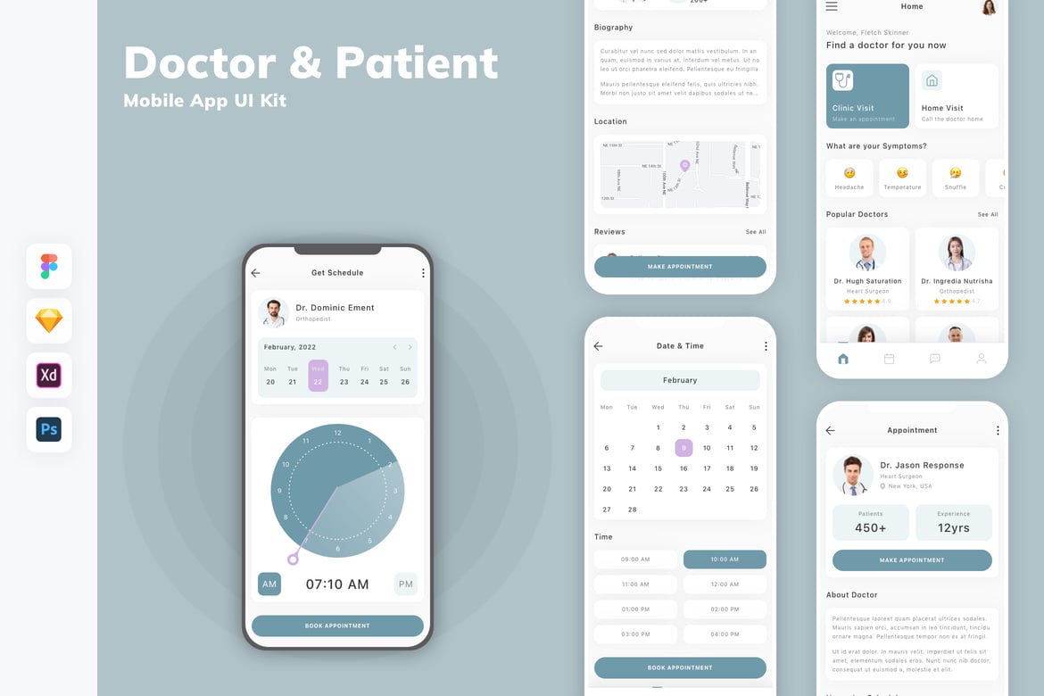 Download Doctor & Patient Mobile App UI Kit Figma Design