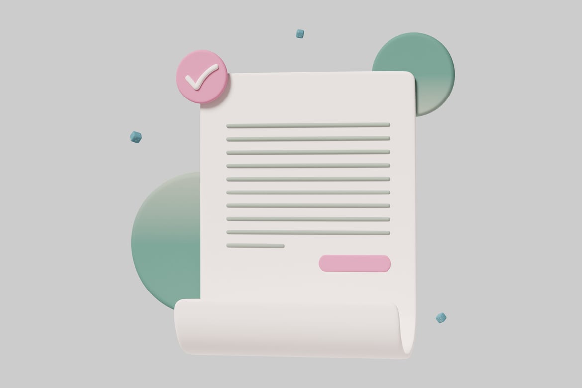 Download Document with pink checkmark 3D Model