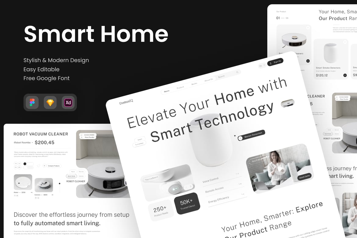 Download DomusIQ - Smart Home Product Landing Page Figma Design