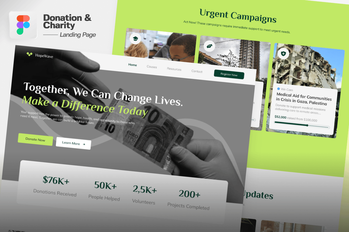 Download Donation & Charity Landing Page Figma Design