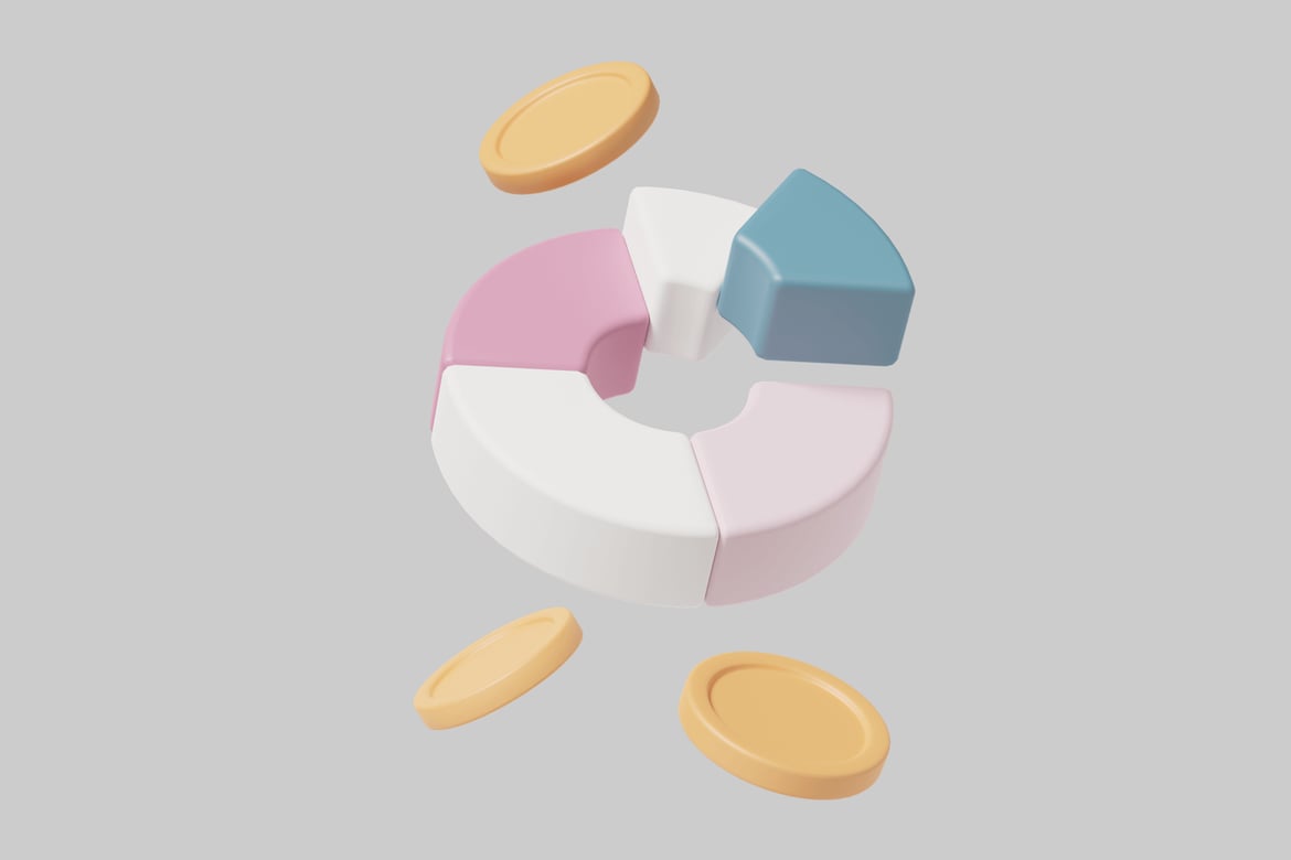 Download Donut chart with coins. 3D Model