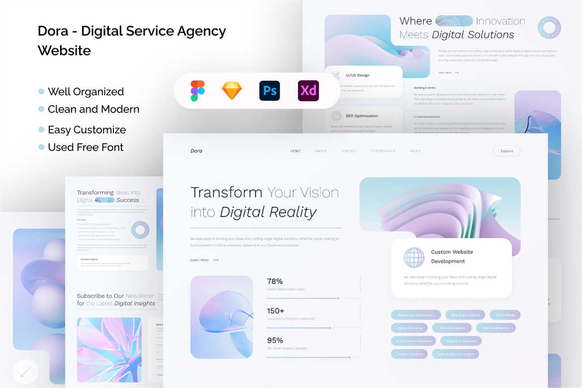 Download Dora - Digital Service Agency Website Figma Design