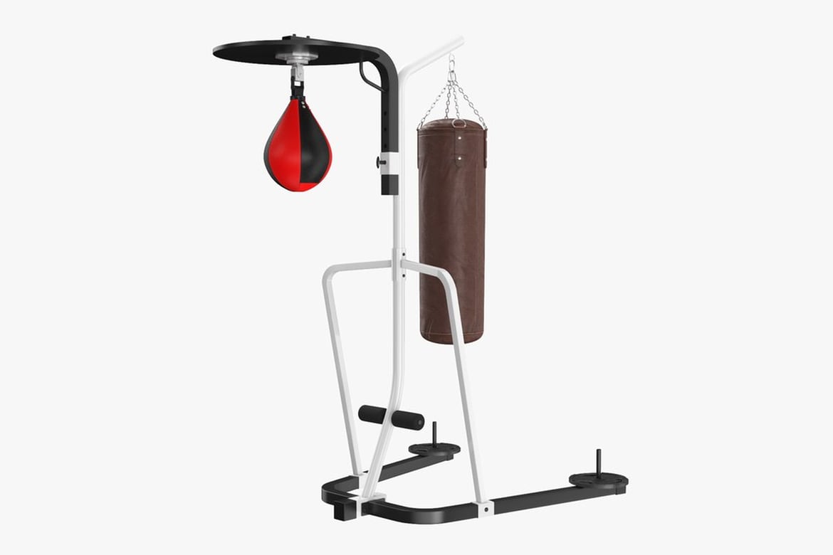 Download Double Boxing Bag Stand with Speed Bag Attachment 3D Model