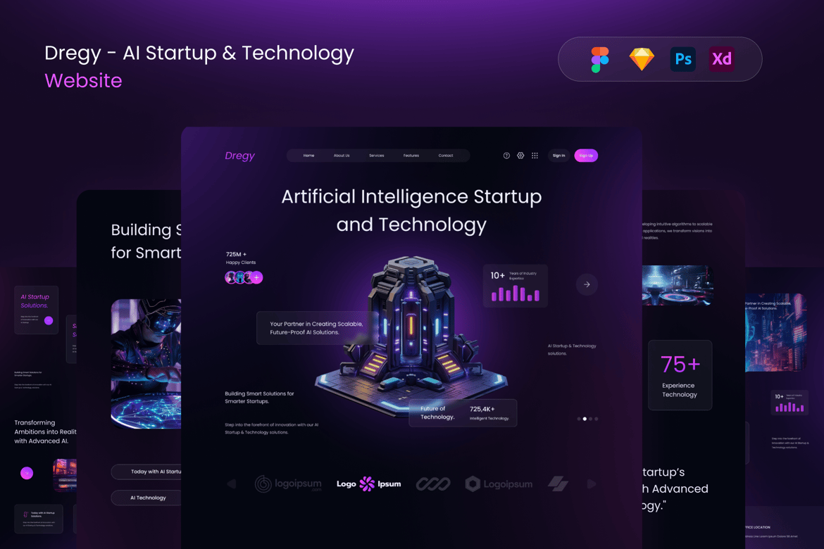 Download Dregy - AI Startup & Technology Website Figma Design