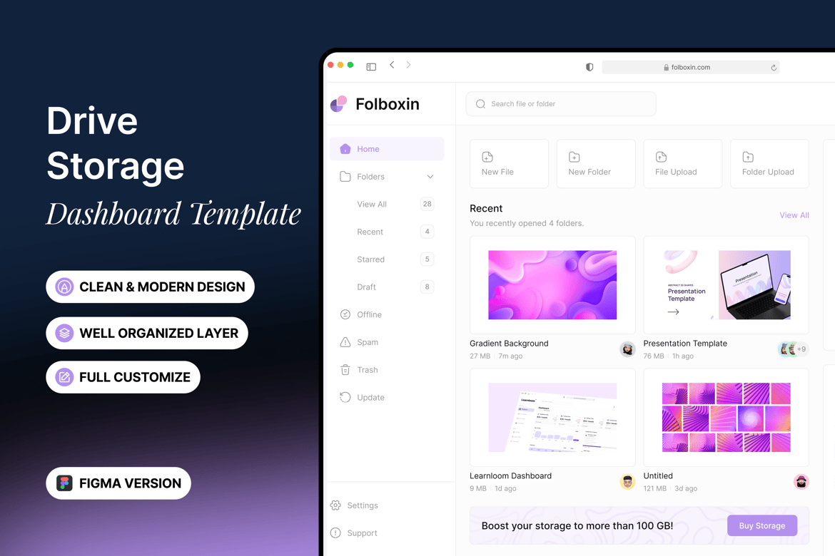 Download Drive Storage - Dashboard Template Figma Design