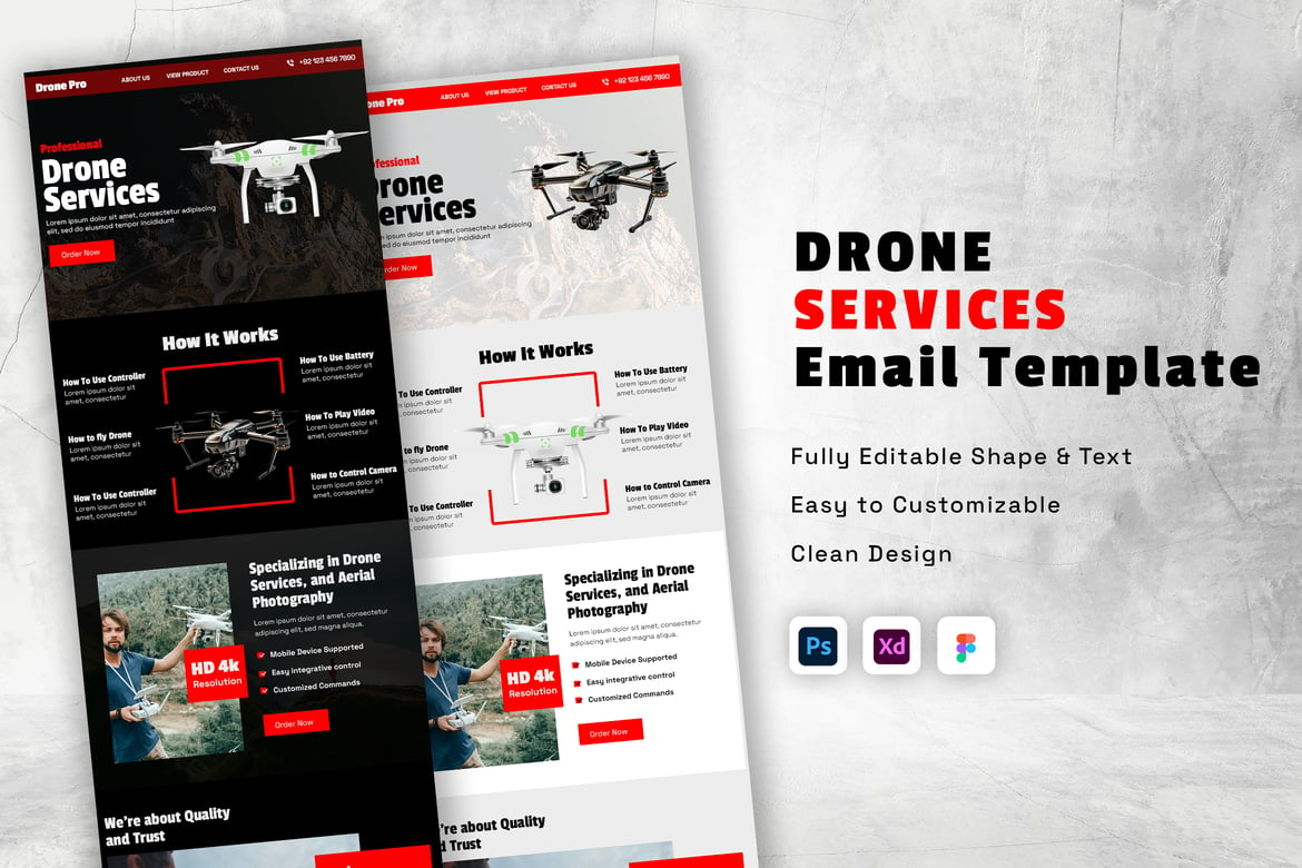 Download Drone Cameras Sale Christmas Email Template Figma Design