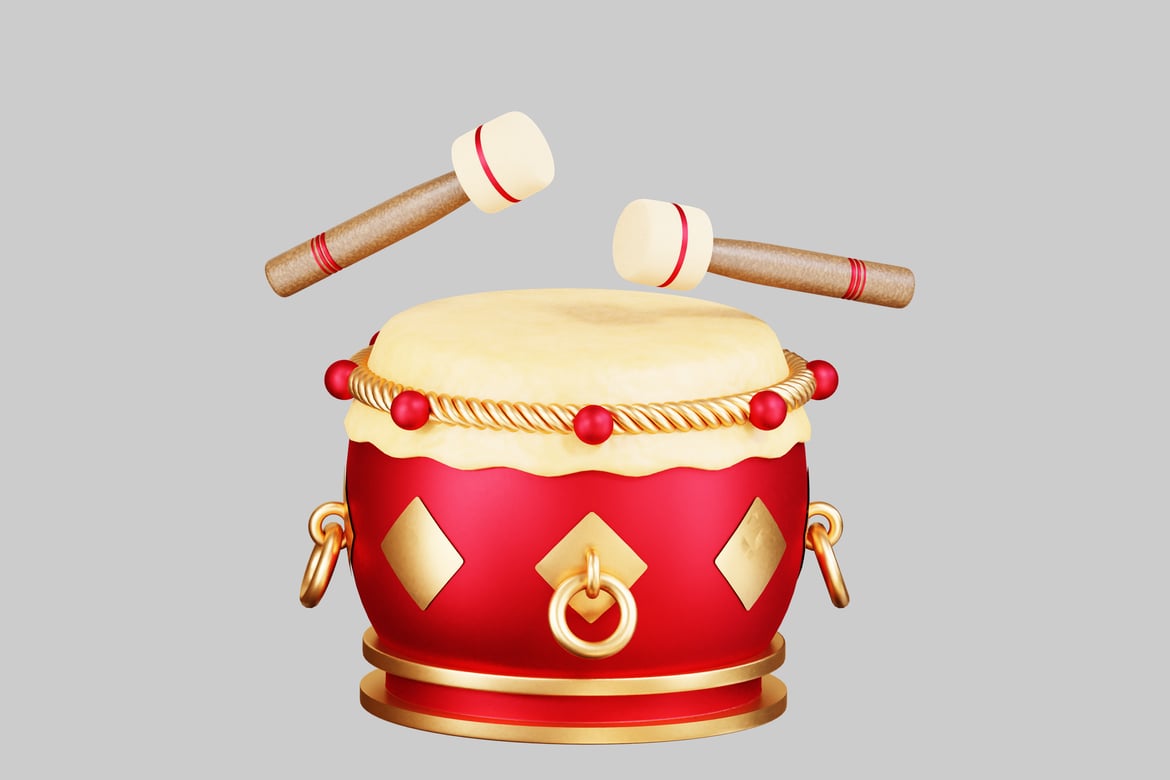 Download Drum with gold accents 3D Model