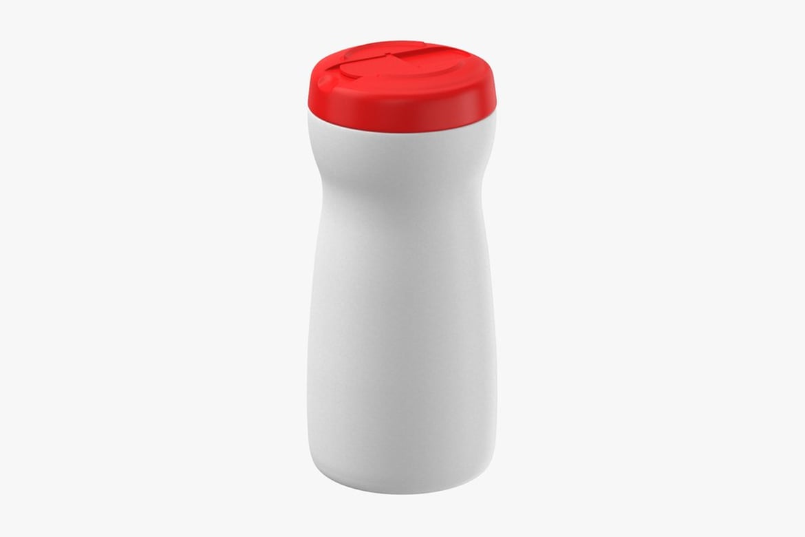 Download Dry Coffee Creamer Blank Label, Red-Lidded White Cylindrical Container 3D Model