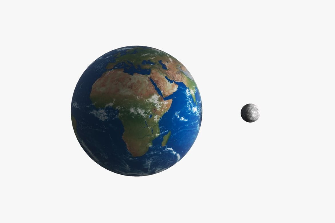 Download Earth and Moon 3D Model