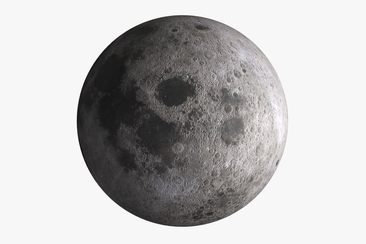 Download Earth's Moon, Cratered Spherical Celestial Body with Dark Plains 3D Model