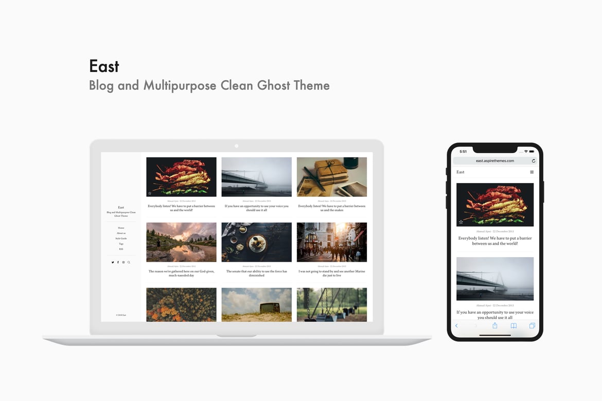 Download East - Blog and Multipurpose Clean  Ghost Theme