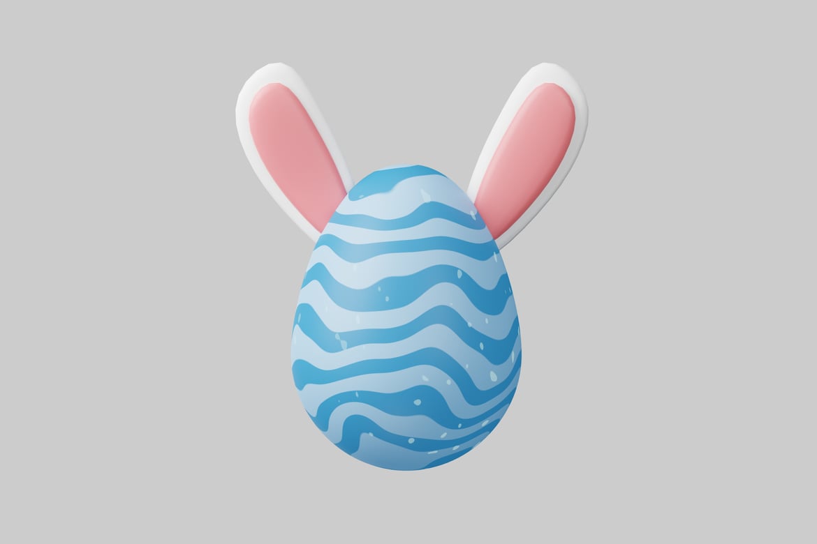 Download Easter egg with bunny ears 3D Model