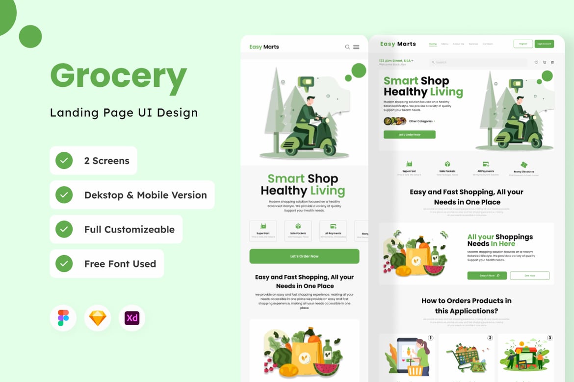 Download Easy Marts - Grocery Landing Page Figma Design