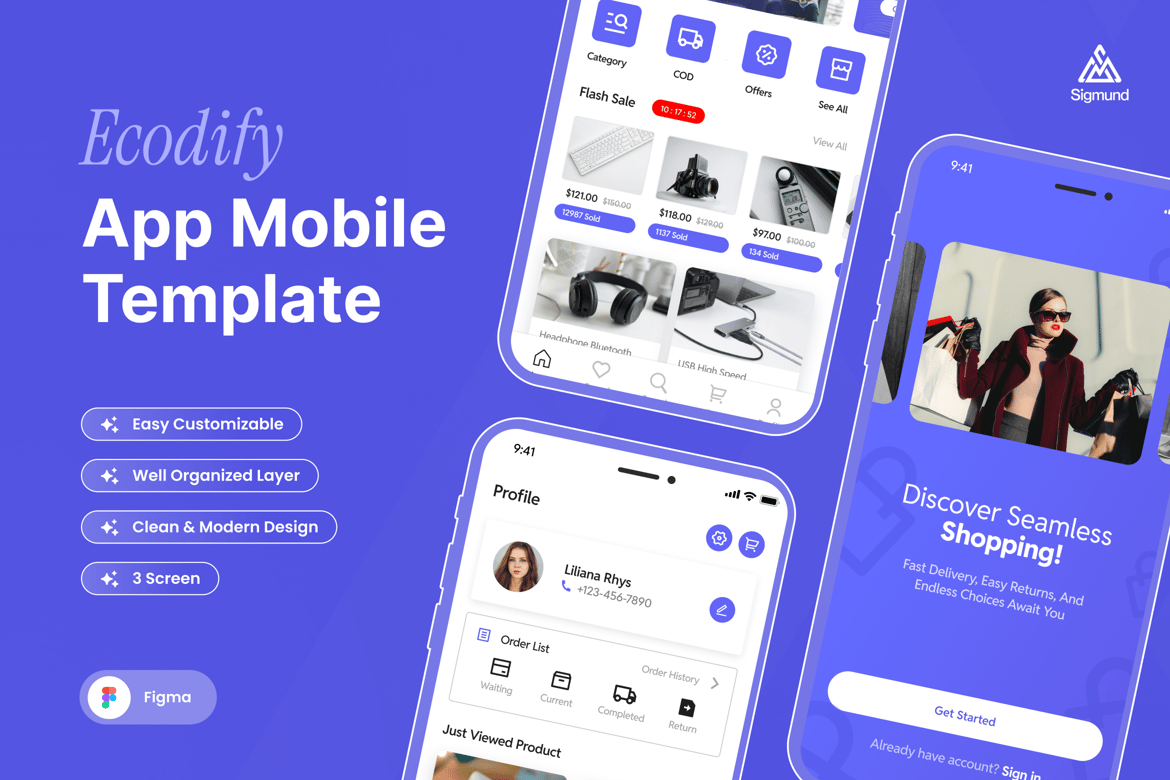 Download Ecodify- E-Commerce App Mobile UI Kits Figma Design