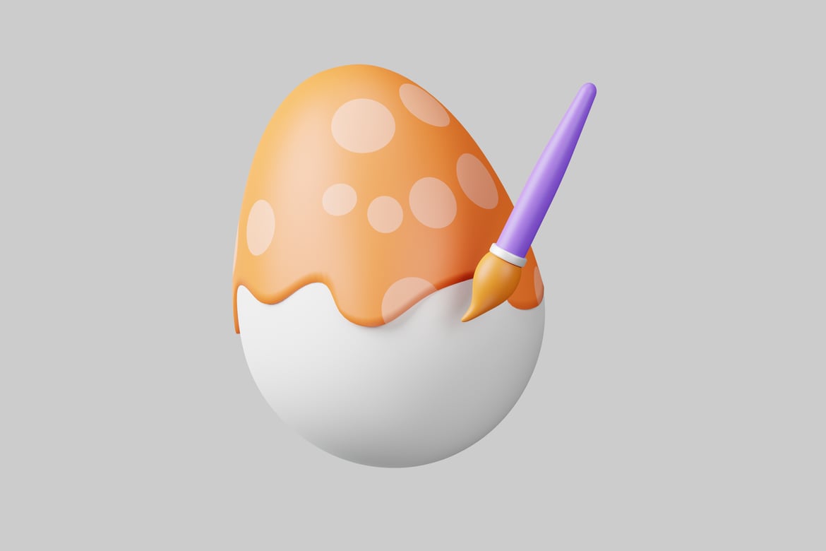 Download Egg with paintbrush and white dots 3D Model