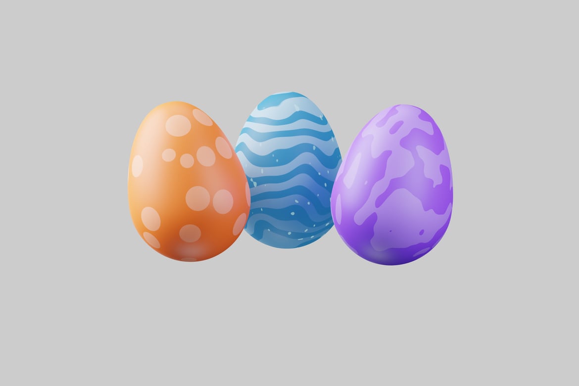 Download Eggs in different colors and patterns 3D Model