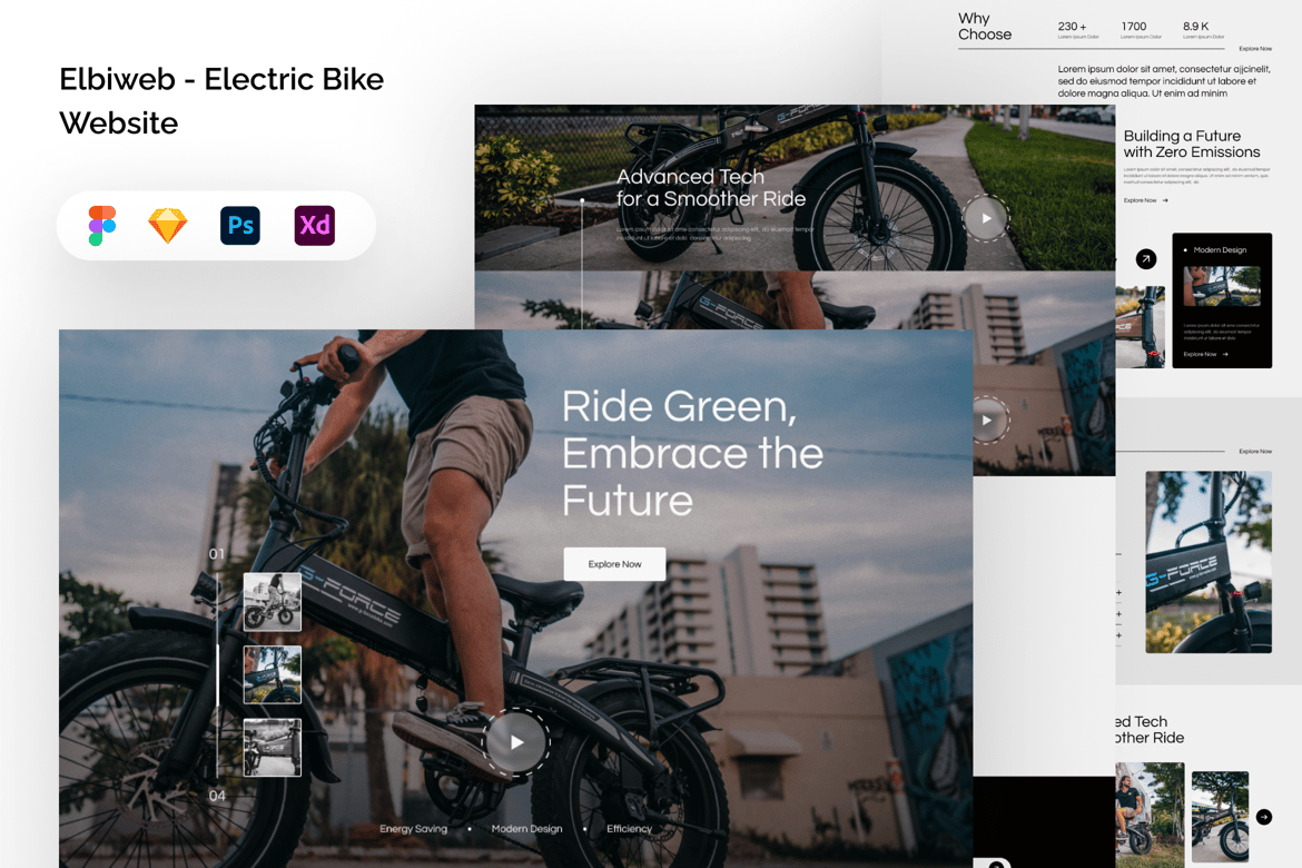 Download Elbiweb - Electric Bike Website Template Figma Design