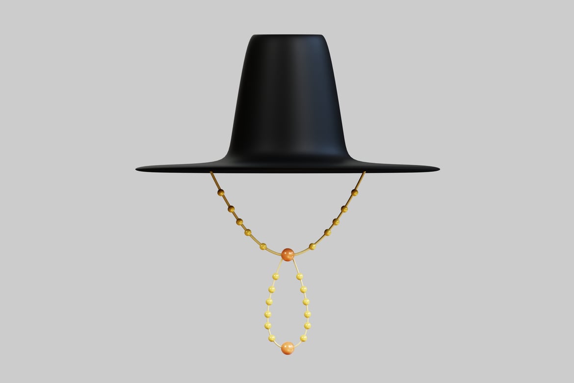 Download Elegant Hat Adorned with a Gold Chain 3D Model