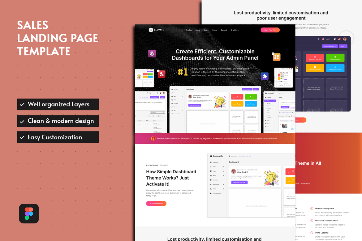 Download Elevate - Sales Landing Page Template Figma Design