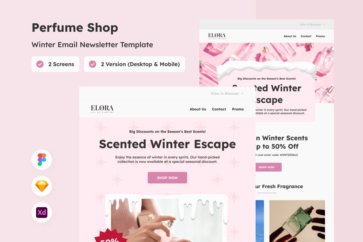 Download Elora - Perfume Shop Winter Email Newsletter Figma Design