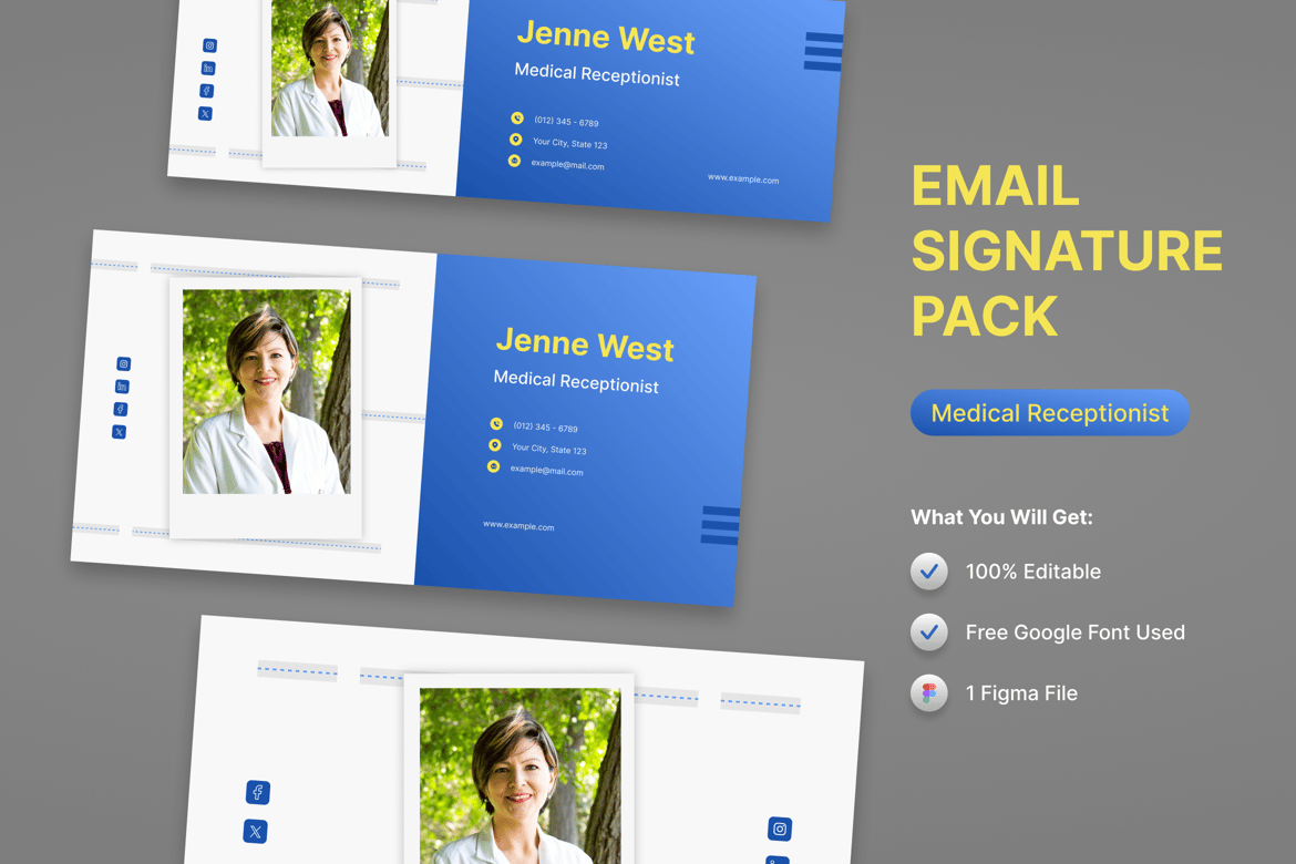 Download Email Signature for Medical Receptionist Figma Design