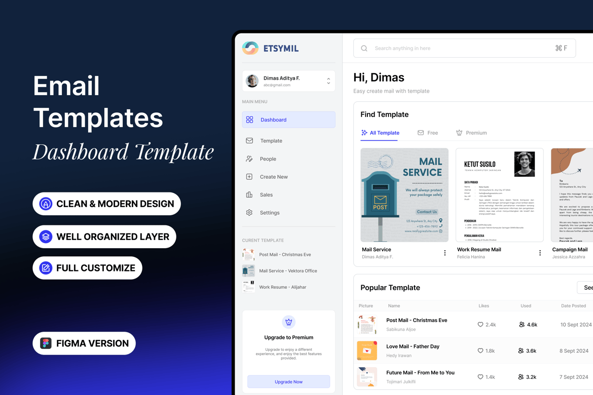 Download Email Templates - Dashboard Template Figma Design