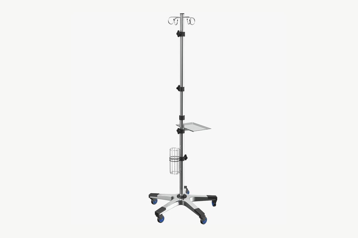 Download Empty Iv Stand, Mobile Intravenous Pole with Accessories 3D Model