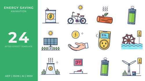 Download Energy Saving Animated Icons | After Effects After Effect Template