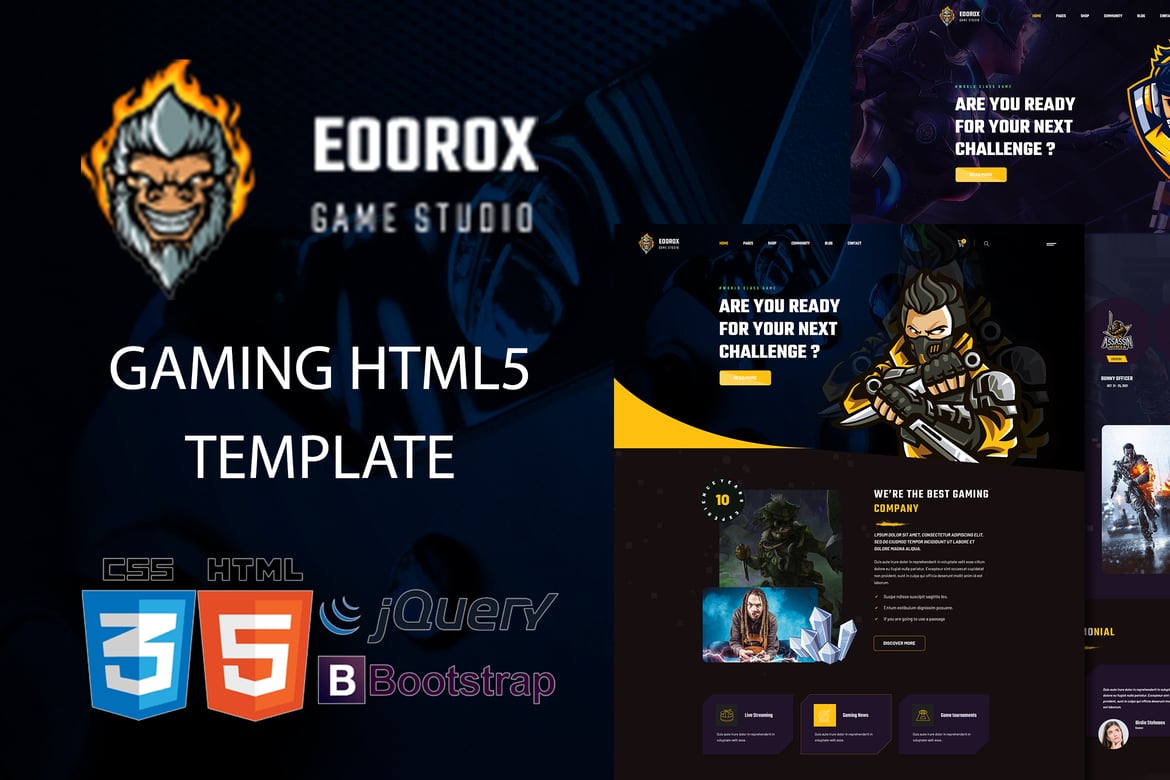 Download Eoorox - Gaming and eSports HTML5 Template